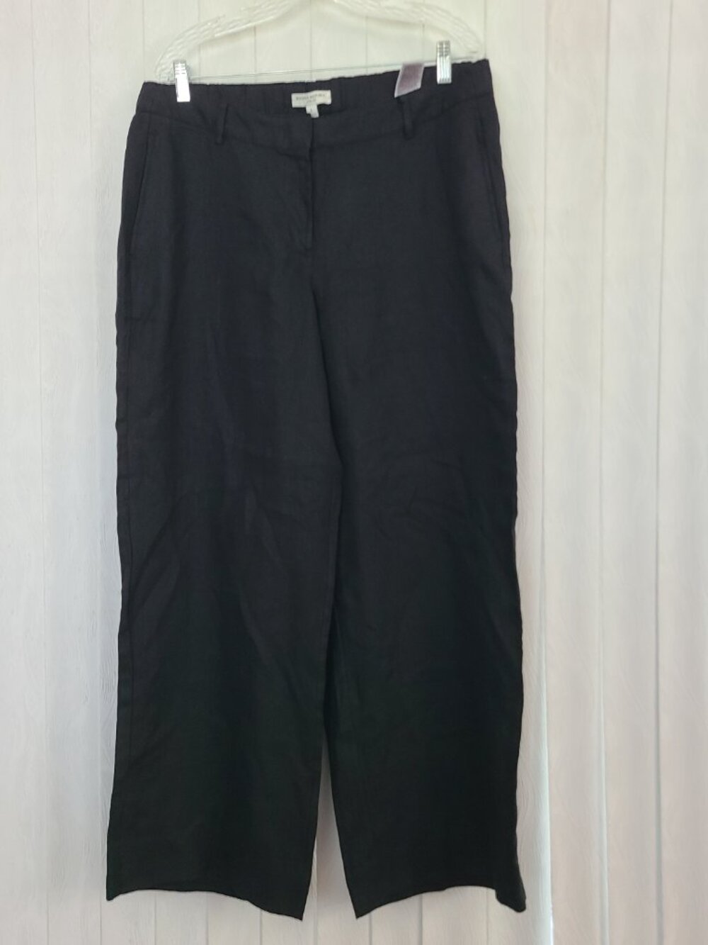 Banana Republic Sz L Black European Flax Linen Wide Leg Casual Office Work Pant